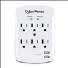 CyberPower 1200 Joule 6 Outlet and 2 USB Ports Wall Outlet Surge Protector - White - 0