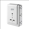 APC Essential SurgeArrest 1080 Joules 6-Outlet/2 USB Wall Mount Surge Protector - 6-Foot Cord - 1