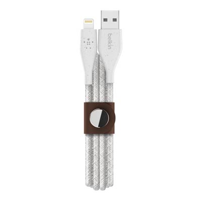 Belkin DuraTek™ Plus Lightning to USB-A Cable with Organizer Strap - White