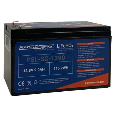 Power Sonic 12.8V 9AH Deep Cycle Lithium SLA Battery with F2 Terminals