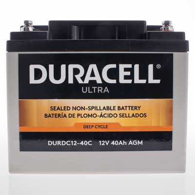 Duracell Ultra 12V 40AH Deep Cycle AGM SLA Battery with M6 Insert Terminals