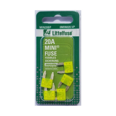 LittelFuse 20A Mini Blade Fuses - 5 Pack