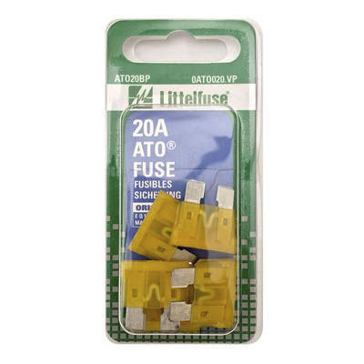 LittelFuse 5 Pk 20 Amp Standard ATO Blade Replacement Fuses