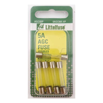 LittelFuse 5A AGC Glass Fuses - 5 Pack - FUSE0AGC005.VP