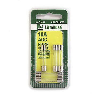 LittelFuse 10A AGC Glass Fuses - 5 Pack