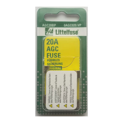 LittelFuse 20A AGC Glass Fuses - 5 Pack
