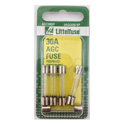 LittelFuse 30A AGC Glass Fuses - 5 Pack - FUSE0AGC030.VP