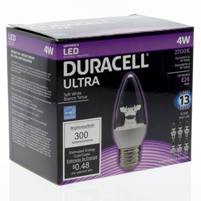 Duracell Ultra 40W Equivalent B11 2700K Soft White Energy Efficient Candle LED Light Bulb - 6 Pack - Main Image