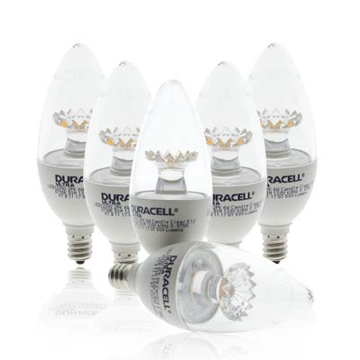 Duracell Ultra 60 Watt Equivalent B11 2700k Soft White Energy Efficient LED Light Bulb - 6 Pack