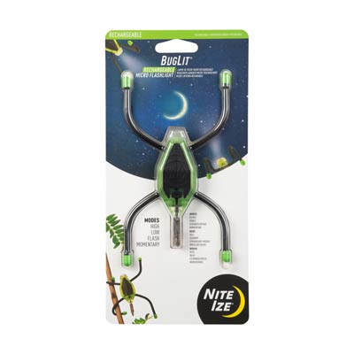 Nite Ize Buglit Rechargeable Flashlight with Geartie Legs - Lime/Black - PLP11430