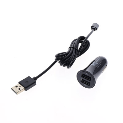 X2Power 3 Amp Car Charger with Dual USB Ports with 3 Foot Lightning Cable - Main Image