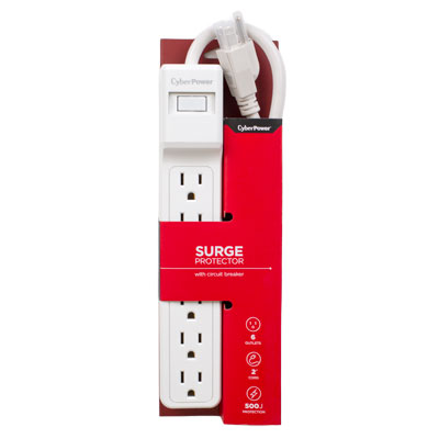 CyberPower 2 Foot 6 Outlet Essential Surge Protector - White