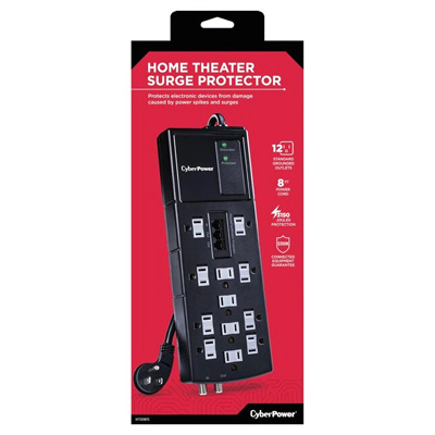 CyberPower 3150 Joule 12 Outlet 8ft Power Cord Outlet Surge Protector - Black - Main Image