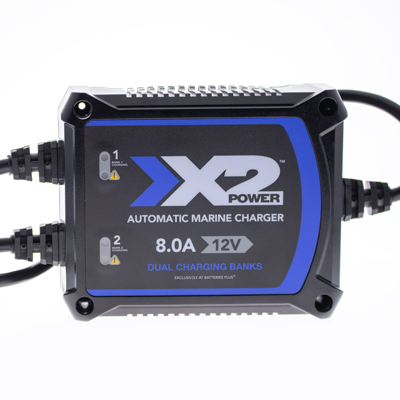 X2Power 2-Bank 8-Amp Automatic Onboard Marine Battery Charger