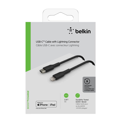 Belkin 4-Foot Lightning to USB-C black Cable - Main Image