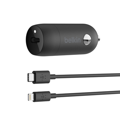 Belkin 18W USB-C PD Car Charger with 4ft USB-C to Lightning Cable
