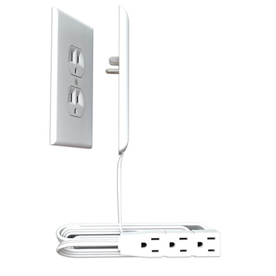 Sleek Socket 3 Outlet 8ft Power Cord Outlet Surge Protector - White