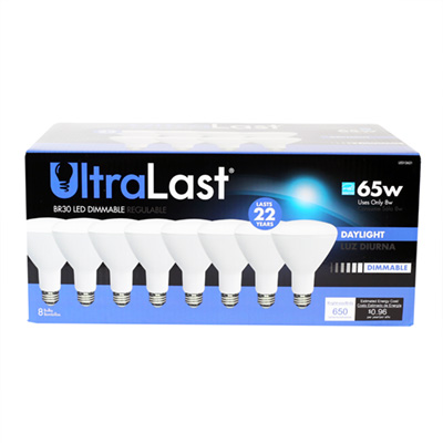 UltraLast 65 Watt Equivalent BR30 5000K Daylight Energy Efficient LED Light Bulb - 8 Pack - LED12621