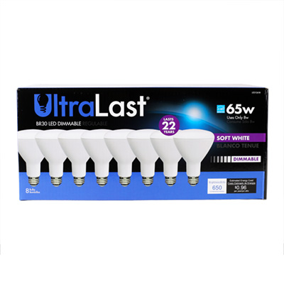 UltraLast 65 Watt Equivalent BR30 2700K Soft White Energy Efficient LED Light Bulb - 8 Pack - LED12618