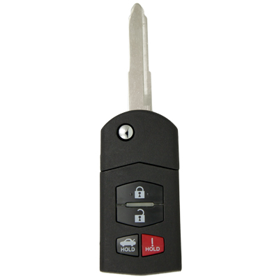 Four Button Key Fob Replacement Flip Key Remote for Mazda Vehicles - Remote Only - FOB10082