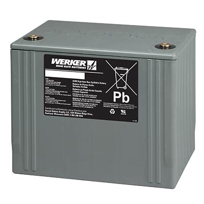 Werker 12V High Rate AGM Sealed Lead Acid (SLA) Battery with M6 Insert Terminals - SLAHR12-80C/FR
