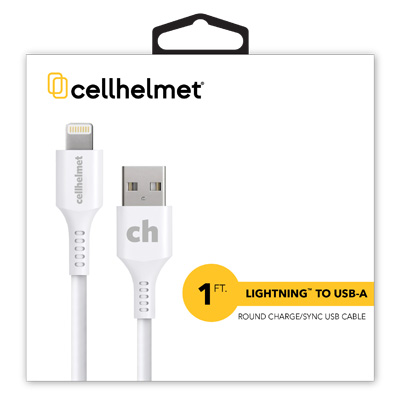 cellhelmet Short 1-Foot Lightning to USB-A Charging Syncing Cable - White - PWR11165