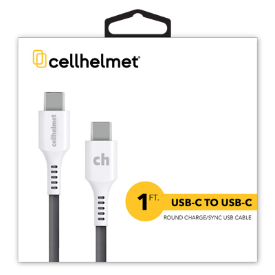 cellhelmet Short 1-Foot USB-C to USB-C Charging Syncing Cable - White - PWR11174