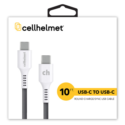 cellhelmet 10-Foot USB-C to USB-C Charging Syncing Cable - White - PWR11177