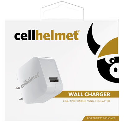 cellhelmet 2.4A Wall Charging Power Plug with Single Port USB-A - White - PWR11241