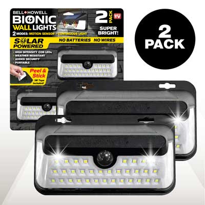 Bell + Howell Bionic Motion Activated Solar LED Wall Lights - 2 Packs