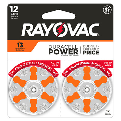 Rayovac Zinc Air Size 13 (Orange) Hearing Aid Batteries - 12 Pack