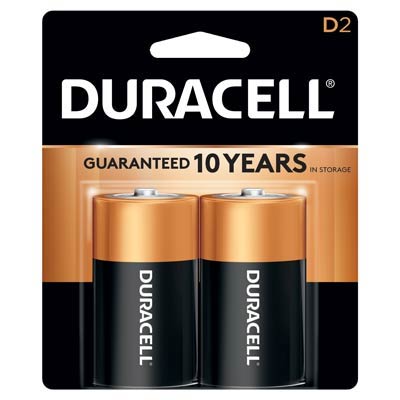 Duracell Coppertop 1.5V D, LR20 Alkaline Battery - 2 Pack