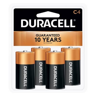 Duracell Coppertop 1.5V C, LR14 Alkaline Battery - 4 Pack