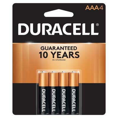 Duracell Coppertop 1.5V AAA, LR03 Alkaline Battery - 4 Pack - DURMN2400B4