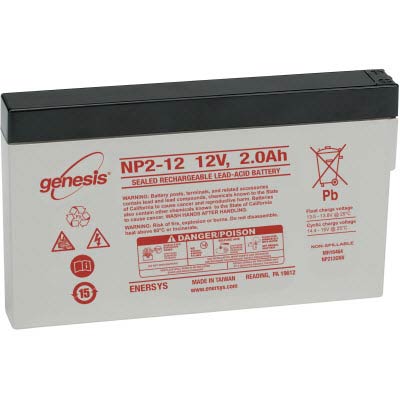 Genesis NP 12V 2AH AGM SLA Battery with F1 Terminals - Main Image