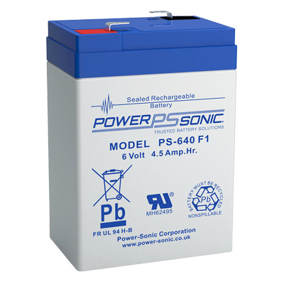 Power Sonic 6V 4.5AH AGM SLA Battery with F1 Terminals - Main Image