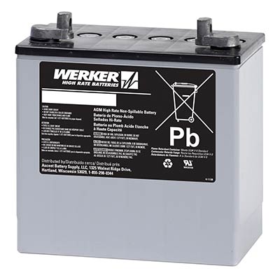 Werker 12V 55AH Deep Cycle AGM SLA Battery with P Terminals