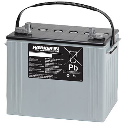 Werker 12V 100AH Deep Cycle AGM Sealed Lead Acid (SLA) Battery with P Terminals - WKDC12-100PUS