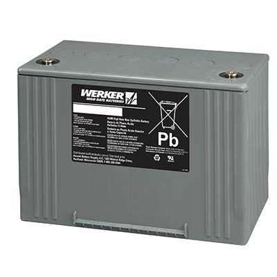 Werker 12V High Rate AGM SLA Battery with M6 Insert Terminals