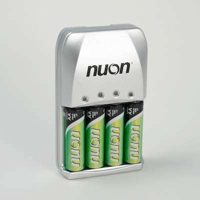 Nuon AA Rechargeable NiMH 4HR Charger with 4 Pack AA Batteries