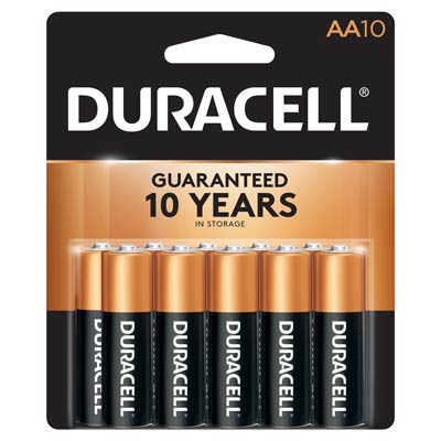 Duracell Coppertop 1.5V AA, LR6 Alkaline Battery - 10 Pack