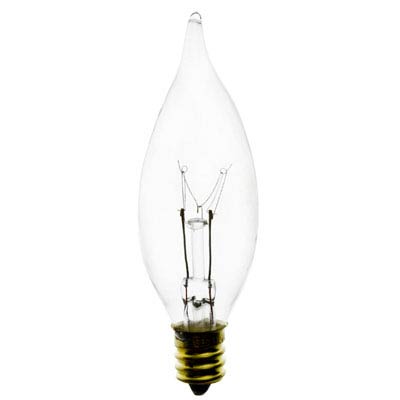 15W Clear (Transparent) Bent Tip Candle Light Bulb 2 Pack