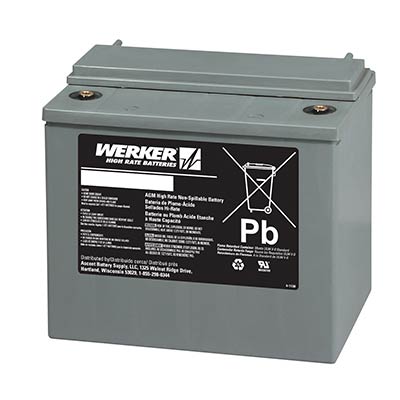 Werker 12V High Rate AGM SLA Battery with M6 Insert Terminals - Main Image