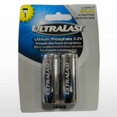 Ultra Last 3.2V 18500 Lithium Iron Phosphate Rechargeable Battery - 2 Pack