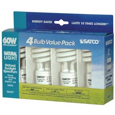 Satco 13W Spiral Daylight CFL Bulb - 4 Pack - CFL10478