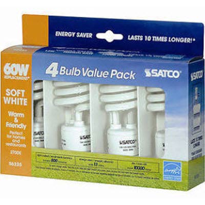 Satco 13W Spiral Soft White CFL Bulb - 4 Pack - CFL10998