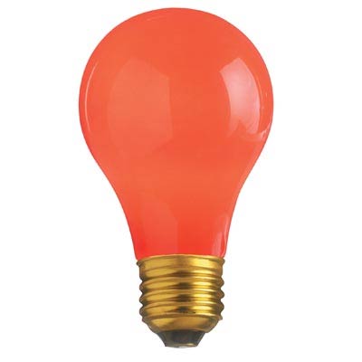 Satco 25W E26 A19 Ceramic Incandescent Bulb - Red - INC10143