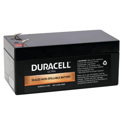 Duracell Ultra 12V 3.3AH General Purpose AGM SLA Battery with F1 Terminals