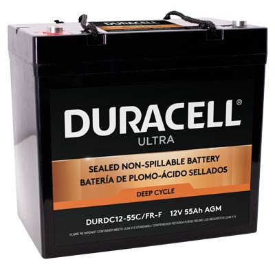 Duracell Ultra 12V 55AH Deep Cycle AGM SLA Battery with M6 Insert Termina - Main Image