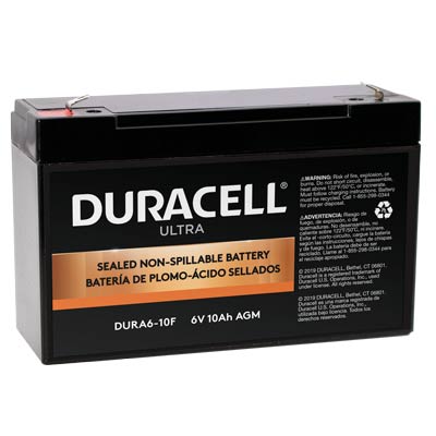 Duracell Ultra 6V 10AH General Purpose AGM SLA Battery with F1 Terminals - Main Image